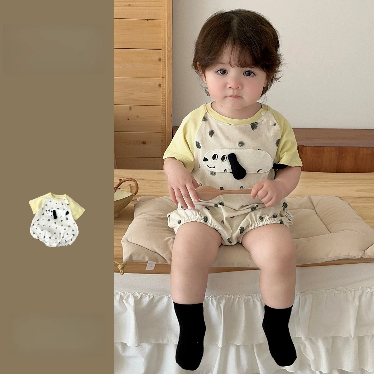 Infants and Toddlers Shoulder Sleeves Short Sleeves Romper Going Out Clothes Boys and Puppies Polka Dots Summer Climbing Clothes
Infants and Toddlers Shoulder Sleeves Short Sleeves Romper Going Out Clothes Boys and Puppies Polka Dots Summer Climbing Clothes