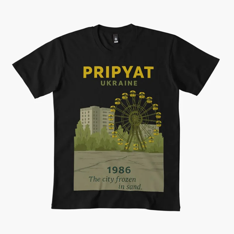 Pripyat (1989) Chernobyl Danger exclusion zone gift t shirt The city frozen in time Lost Worlds collection Graphic Clothes S-6XL
Pripyat (1989) Chernobyl Danger exclusion zone gift t shirt The city frozen in time Lost Worlds collection Graphic Clothes S-6XL