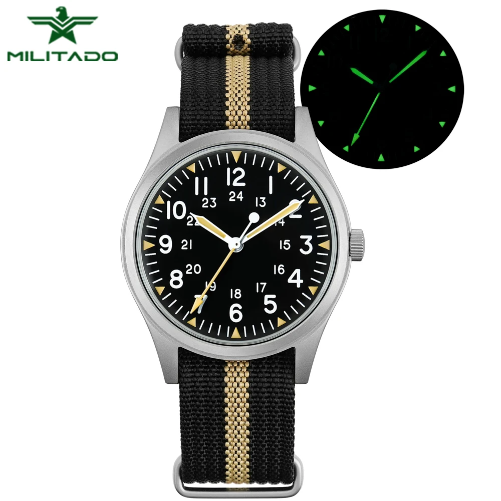 Militado ML07 Miyota 2035 Quartz Movement Watch K1 Crystal High Clear AR Coating Vintage Watches C3 Green Light 10Bar Waterproof
Militado ML07 Miyota 2035 Quartz Movement Watch K1 Crystal High Clear AR Coating Vintage Watches C3 Green Light 10Bar Waterproof