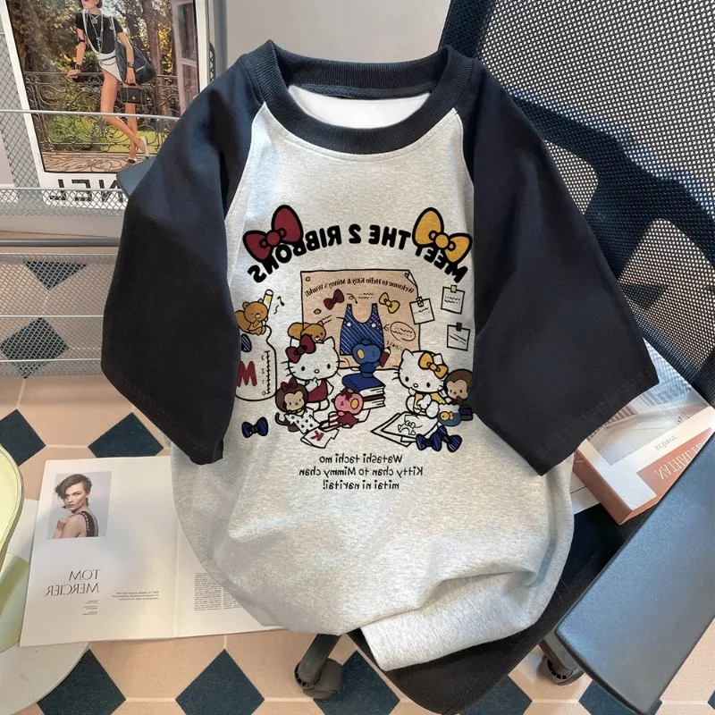 Новая быстросохнущая футболка с короткими рукавами Hello Kitty с 3D-принтом и рукавами на плечах, милый стильный летний топ
Новая быстросохнущая футболка с короткими рукавами Hello Kitty с 3D-принтом и рукавами на плечах, милый стильный летний топ