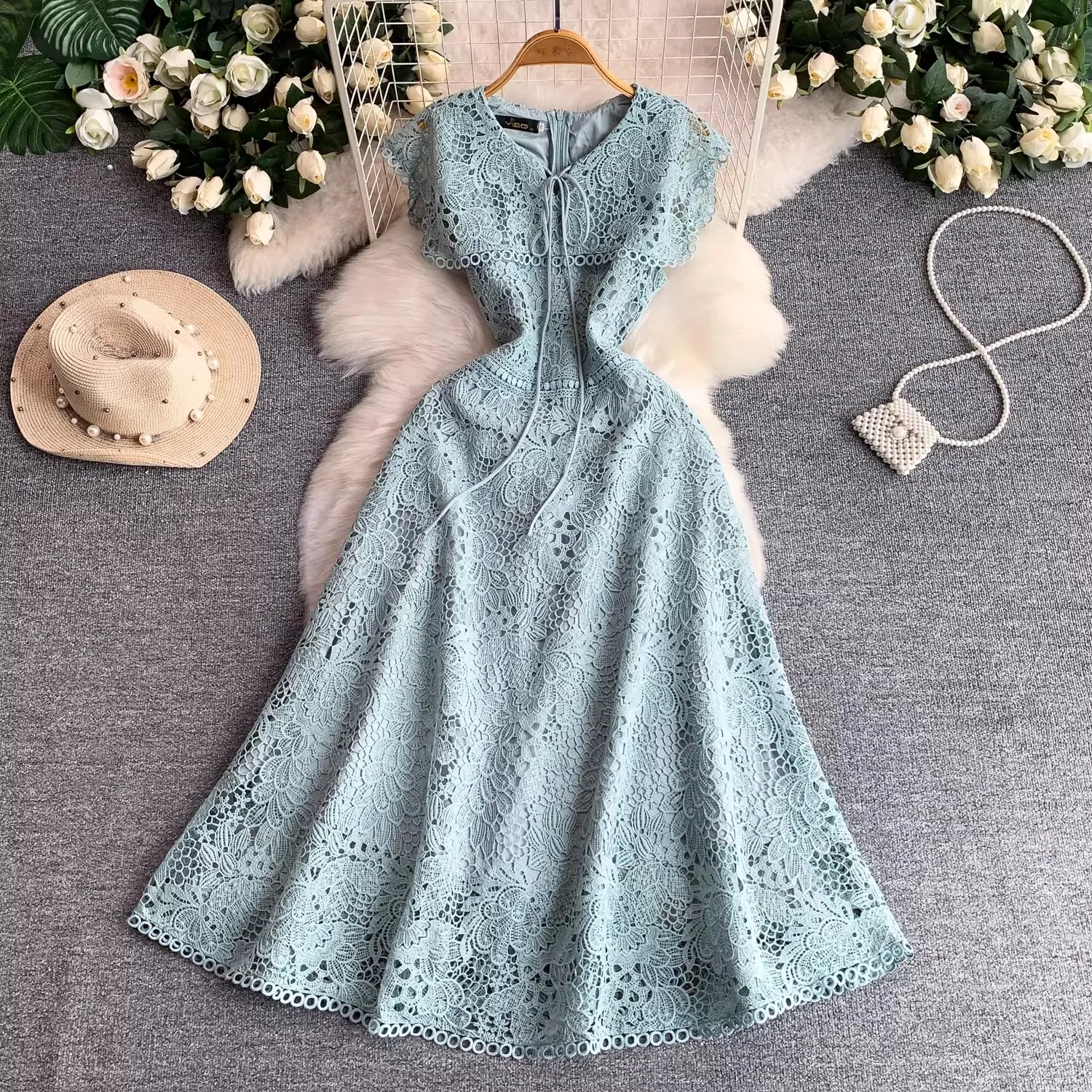 Women's Embroidery Formal Evening Lace Long Dress Summer Ruffles Short Sleeve Crochet Hollow out Midi Party Vestidos
Women's Embroidery Formal Evening Lace Long Dress Summer Ruffles Short Sleeve Crochet Hollow out Midi Party Vestidos