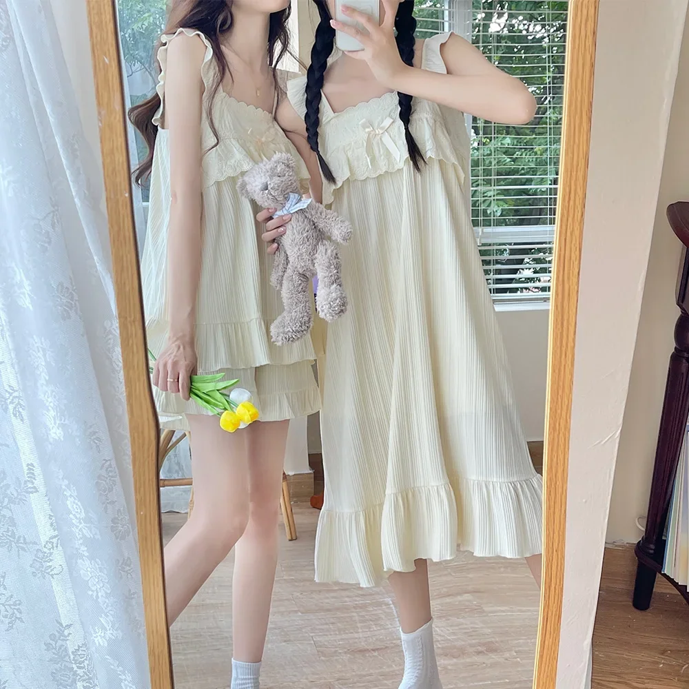 Ins Sleeveless Pajama Sets Women Kawaii Princess Court Style Summer Students Casual Home Soft Thin Loose All-match Young Girls
Ins Sleeveless Pajama Sets Women Kawaii Princess Court Style Summer Students Casual Home Soft Thin Loose All-match Young Girls