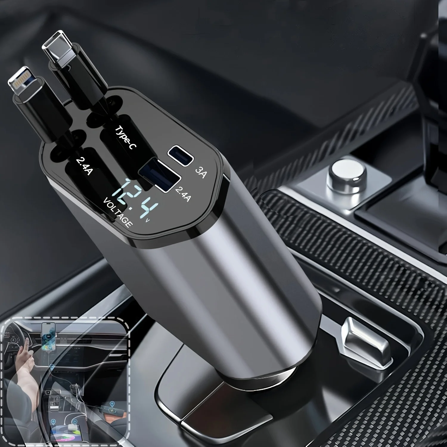 4 в 1, 120 Вт, выдвижное автомобильное зарядное устройство, кабель USB типа C для IPhone, Huawei, Samsung, шнур для быстрой зарядки, адаптер прикуривателя
4 в 1, 120 Вт, выдвижное автомобильное зарядное устройство, кабель USB типа C для IPhone, Huawei, Samsung, шнур для быстрой зарядки, адаптер прикуривателя