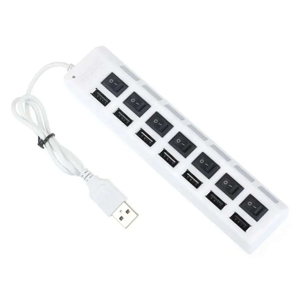 MZX 7 Ports USB 2.0 Hub Concentrator Multi Splitter Multiple Expander Adapter Hubs 3.0 A 3 0 2 Extension With Switch Cable PC