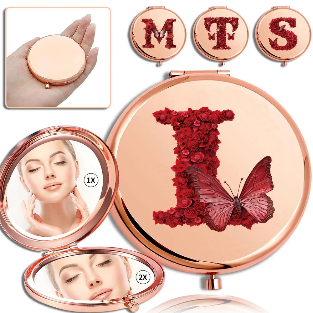 Metal Makeup Mirror Women Cosmetic Mirror Handheld Magnifying Double Sided Portable Travel Accessories Red Rose Letter Pattern
Metal Makeup Mirror Women Cosmetic Mirror Handheld Magnifying Double Sided Portable Travel Accessories Red Rose Letter Pattern