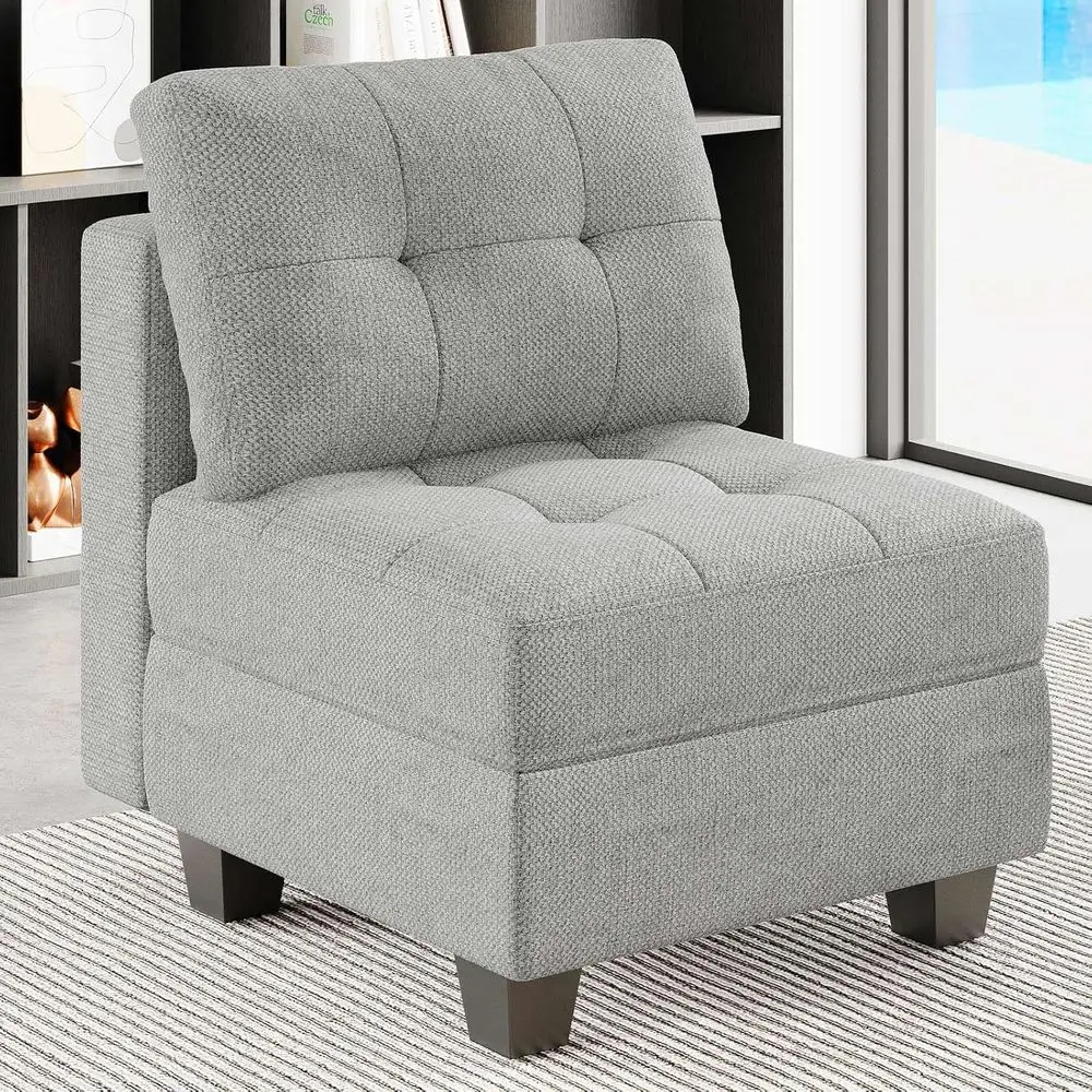 Sectional Couch with Storage, Accent Arm, Light Grey Fabric
Sectional Couch with Storage, Accent Arm, Light Grey Fabric