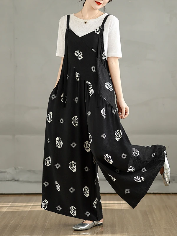 Retro Print Loose Slimming Strap Rer Women's plus Size Wide Leg Pants Comfortable Cotton Commute Sle Long Pants
Retro Print Loose Slimming Strap Rer Women's plus Size Wide Leg Pants Comfortable Cotton Commute Sle Long Pants