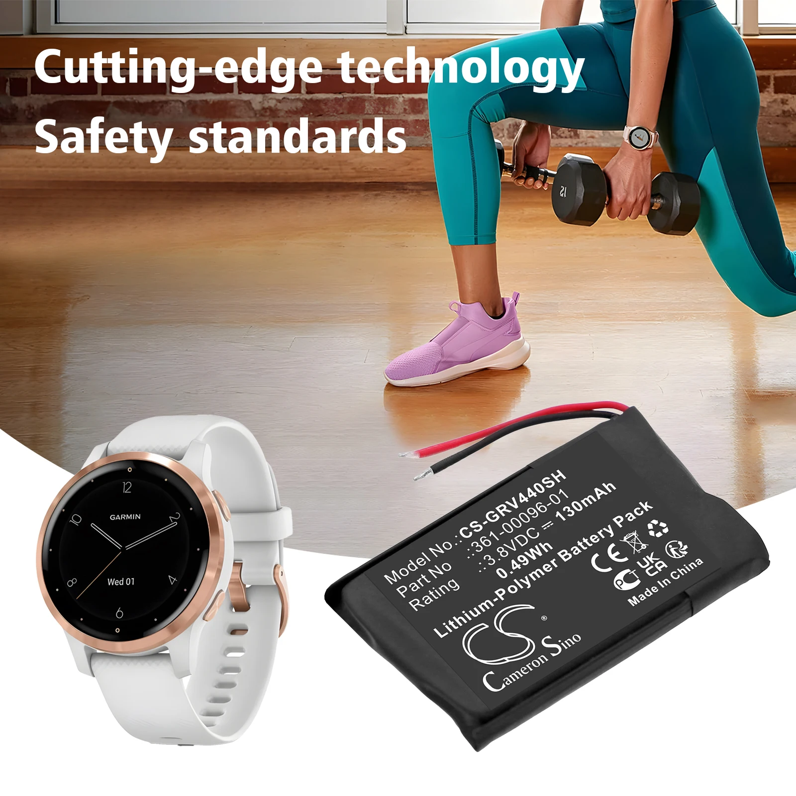 CS Replacement Battery for Garmin vivoactive 4S 40mm PN:361-00096-01 130mAh / 0.49Wh
CS Replacement Battery for Garmin vivoactive 4S 40mm PN:361-00096-01 130mAh / 0.49Wh