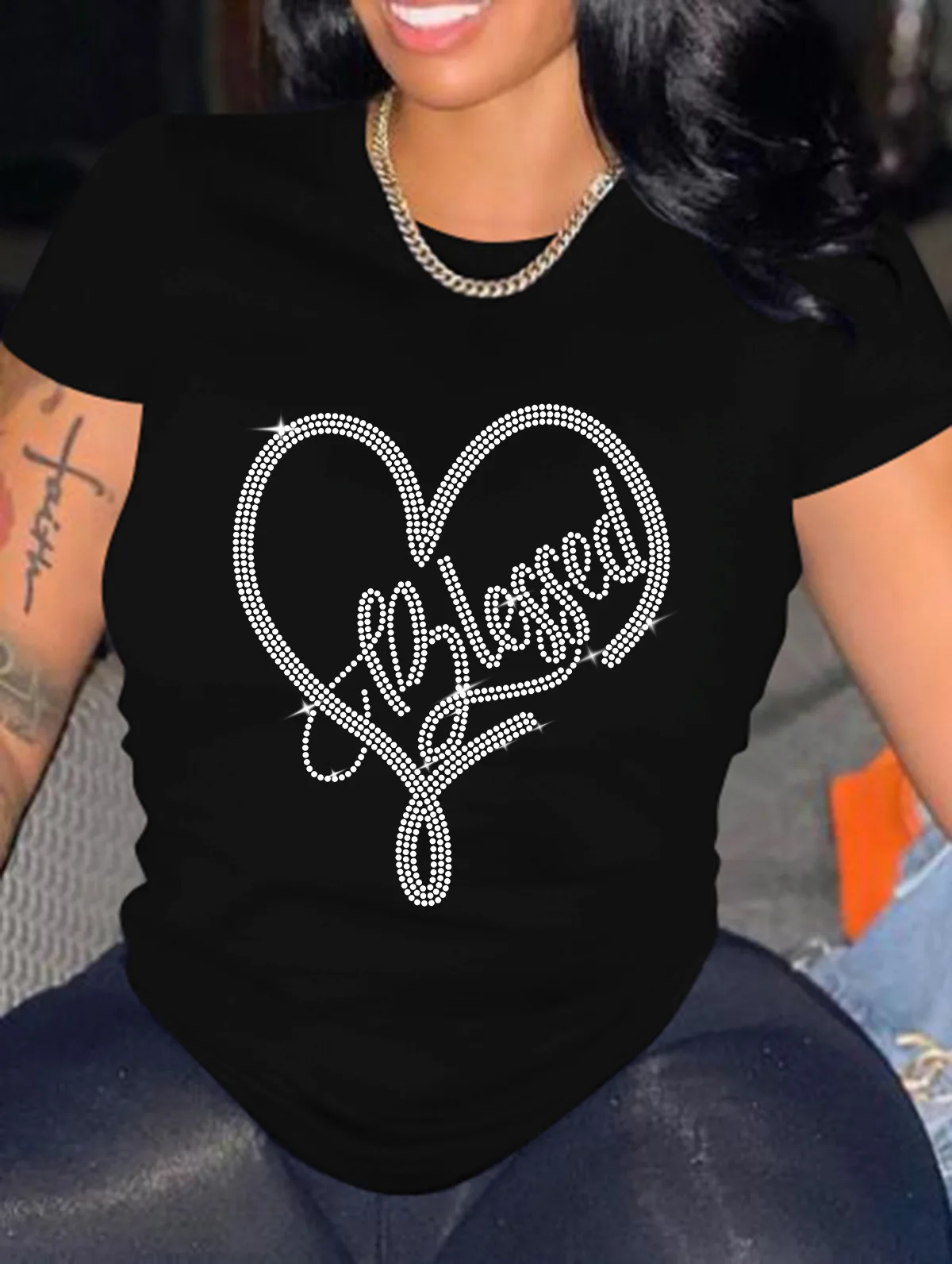 Women's Summer Short Sleeve Tops Fashion Casual Loose Hot Diamond Round Neck T-Shirt Graphic T Shirts
Women's Summer Short Sleeve Tops Fashion Casual Loose Hot Diamond Round Neck T-Shirt Graphic T Shirts