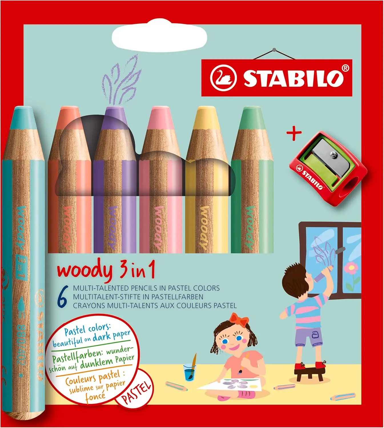 Многозубый карандаш STABILO woody 3 в 1 — в упаковке из 6 штук — разные пастельные цвета с точилкой
Многозубый карандаш STABILO woody 3 в 1 — в упаковке из 6 штук — разные пастельные цвета с точилкой