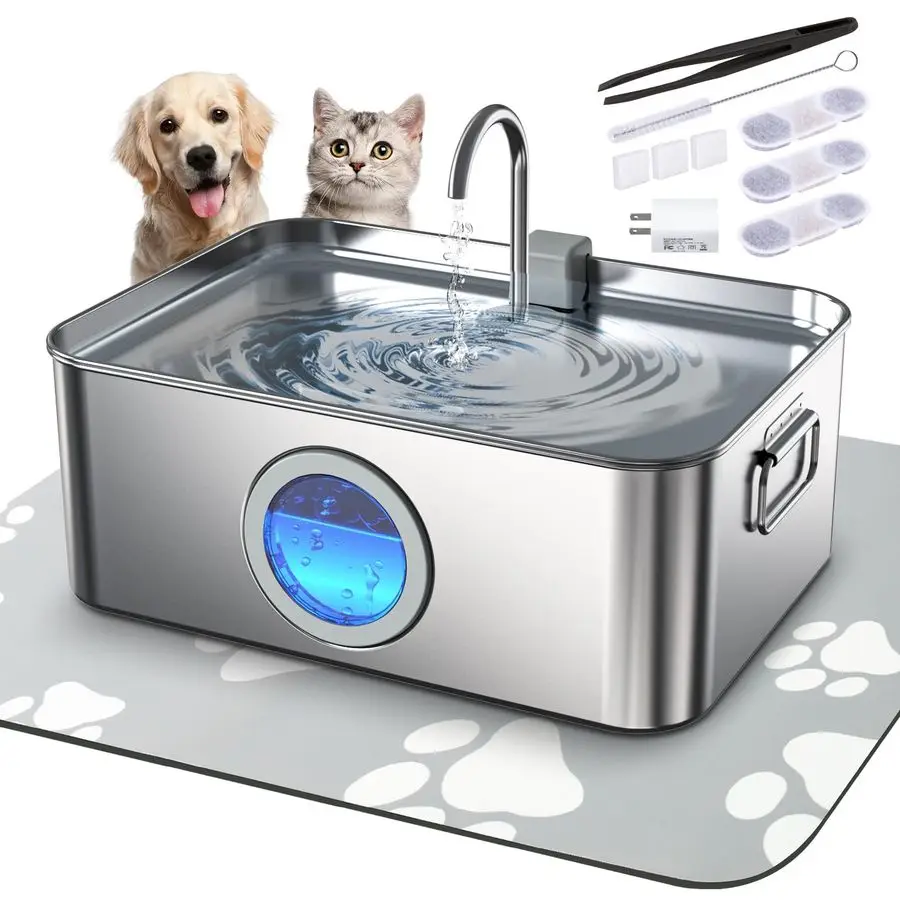 3.2Gal Dog Water Fountain Stainless Steel with Silicone Mat amp 3 Set Filters, DYSJ01 Dog Fountain Water Bowl for Large Dogs Cat
3.2Gal Dog Water Fountain Stainless Steel with Silicone Mat amp 3 Set Filters, DYSJ01 Dog Fountain Water Bowl for Large Dogs Cat