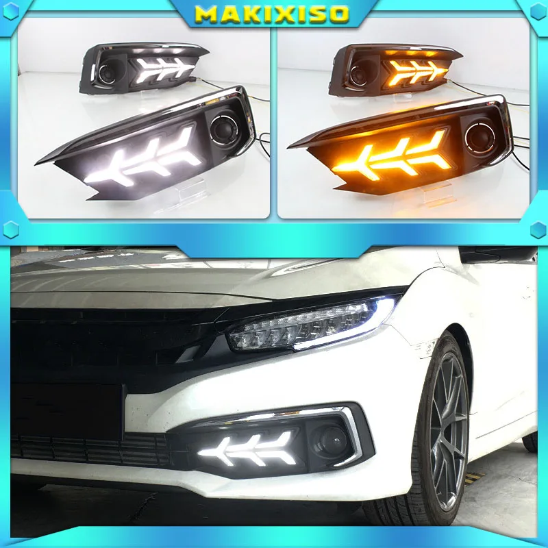 For Honda Civic 2019 2020 LED Daytime Running Lights with Streamer Turn Signal Lamp for New Civic modification car styling
For Honda Civic 2019 2020 LED Daytime Running Lights with Streamer Turn Signal Lamp for New Civic modification car styling