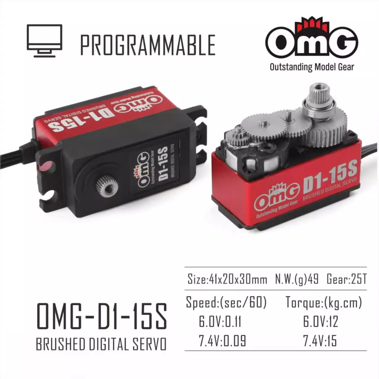 OmG 2025 hot selling 15kg short body digital servo high-voltage metal gear servo drift car throttle servo
OmG 2025 hot selling 15kg short body digital servo high-voltage metal gear servo drift car throttle servo