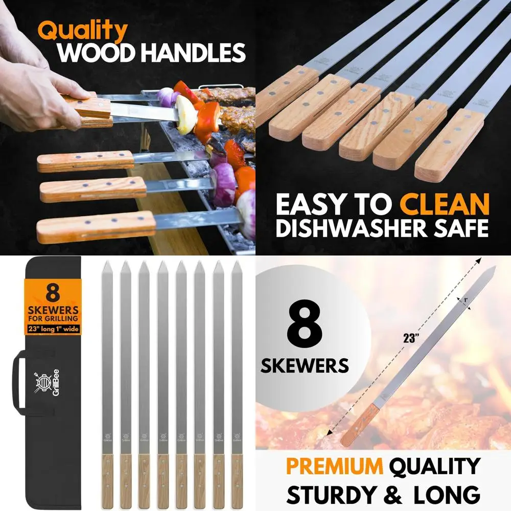 23 Stainless Steel Reusable Skewers for Grilling - 8pcs Set, Ideal for Brazilian Chicken Kebab
23 Stainless Steel Reusable Skewers for Grilling - 8pcs Set, Ideal for Brazilian Chicken Kebab