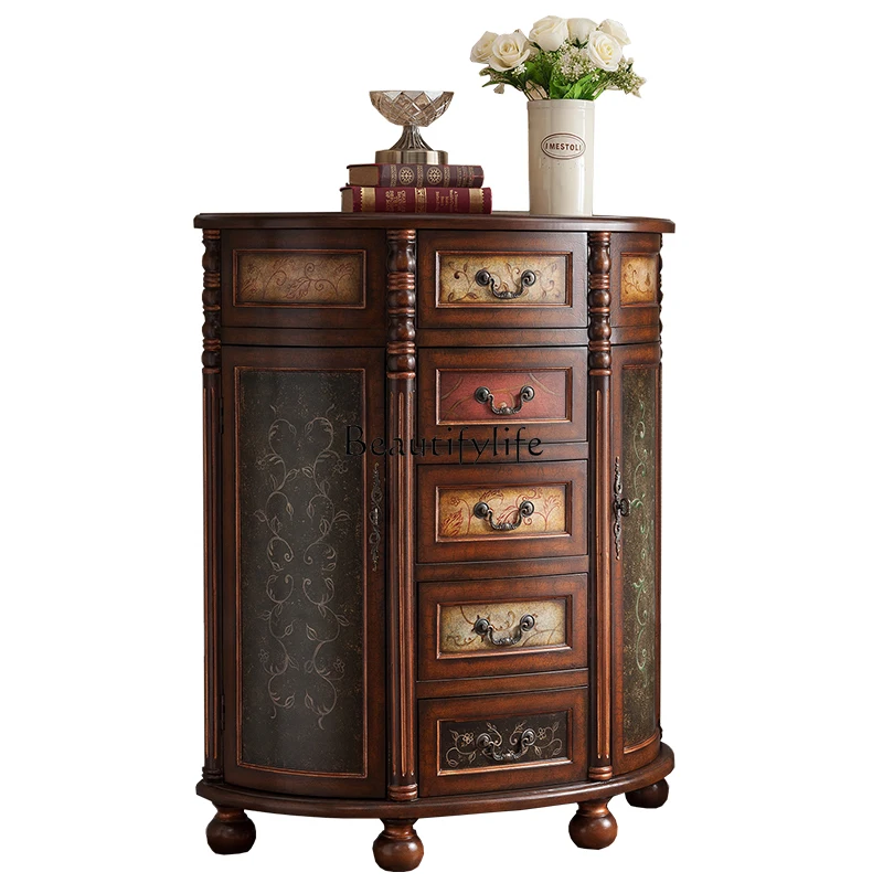 American painted semicircular cabinet against the wall, living room entrance decorative cabinet
American painted semicircular cabinet against the wall, living room entrance decorative cabinet