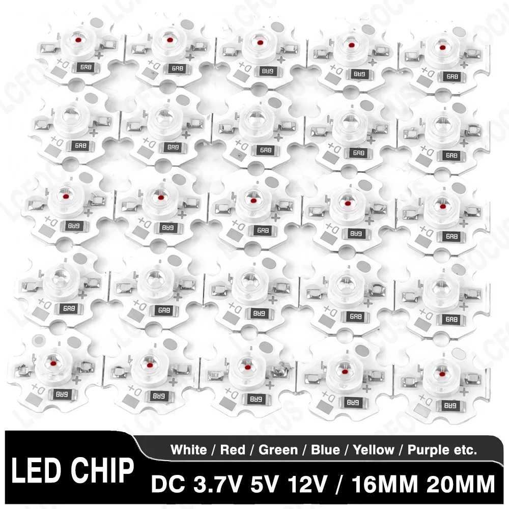 10Pcs 1W 3W 5W LED Chip DC 3.7V 5V 12V Warm Cool White Red Green Blue Yellow UVA Purple 16mm 20mm Aluminum PCB Lamp Light Beads
10Pcs 1W 3W 5W LED Chip DC 3.7V 5V 12V Warm Cool White Red Green Blue Yellow UVA Purple 16mm 20mm Aluminum PCB Lamp Light Beads