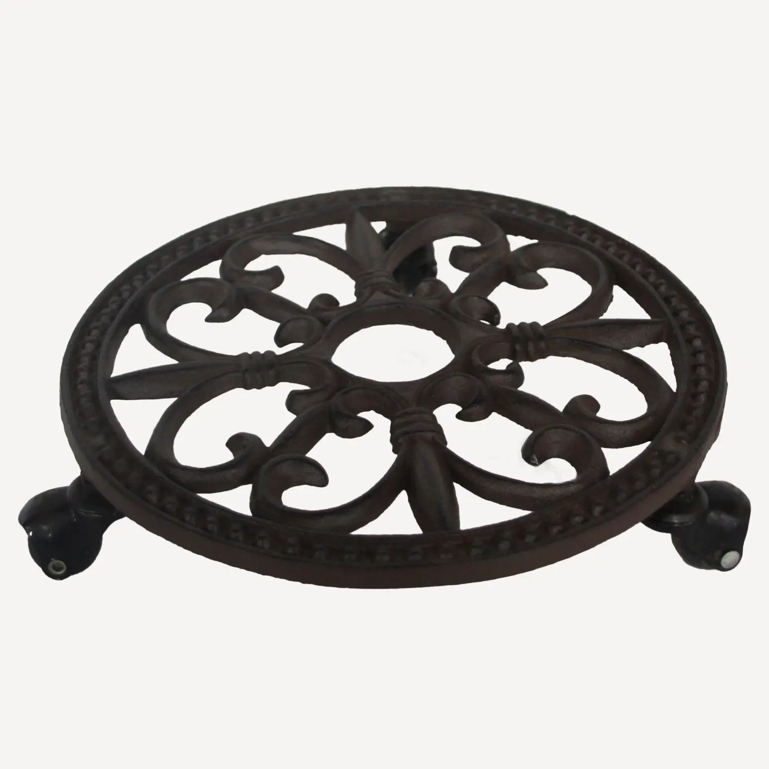Sturdy Cast Iron Plant Flower Pot Stand with Powder Coating Interior Home Garden Mobile Mover Trolley Stand
Sturdy Cast Iron Plant Flower Pot Stand with Powder Coating Interior Home Garden Mobile Mover Trolley Stand