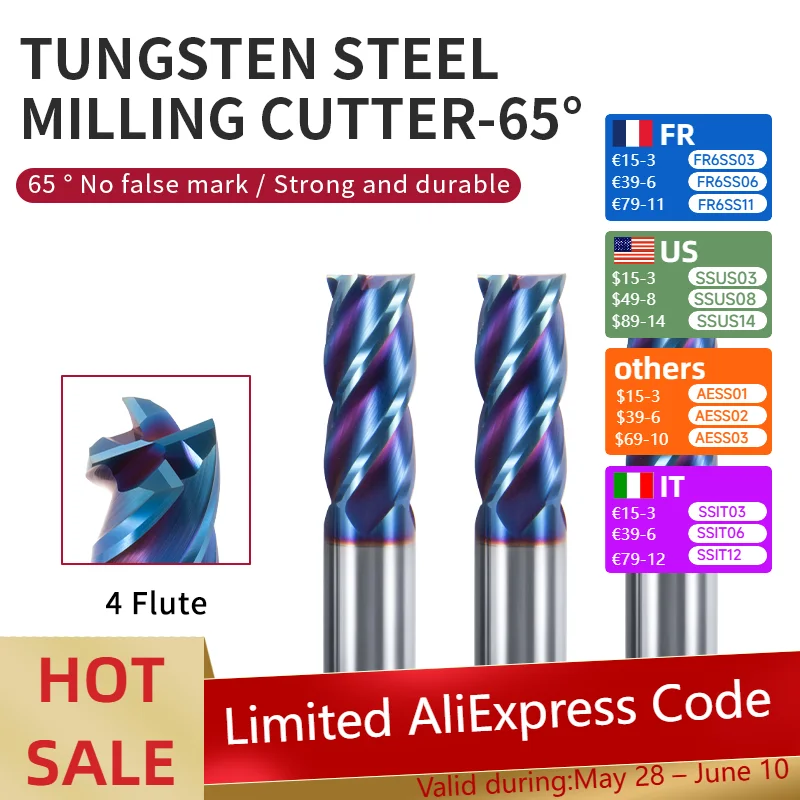 Tungsten Steel End Mill HRC 65 Carbide 4 Flute Flat End Mill cnc Turning Processing Tool Diameter 50-100mm Face Router
Tungsten Steel End Mill HRC 65 Carbide 4 Flute Flat End Mill cnc Turning Processing Tool Diameter 50-100mm Face Router