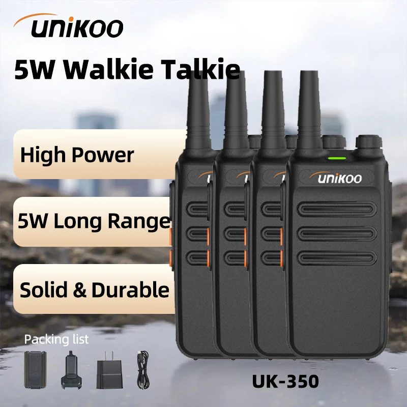 UNIKOO UK350 5W Walkie Talkie Long Range 3-5Km Powerful 4pcs Durableht Two-way Radio Transceiver for Camping
UNIKOO UK350 5W Walkie Talkie Long Range 3-5Km Powerful 4pcs Durableht Two-way Radio Transceiver for Camping