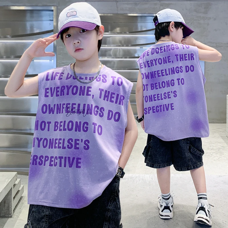 Big Boy Loose Style Sleeveless Cotton T-shirt with Letter Print For Tweens Child Relaxed Fit Kids Casual Summer Tshirt Outfits
Big Boy Loose Style Sleeveless Cotton T-shirt with Letter Print For Tweens Child Relaxed Fit Kids Casual Summer Tshirt Outfits