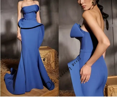 customized Formal Blue Satin Evening Dress Mermaid Strapless Sleeveless Celebrity Gowns Belt Special Occasion Gowns Cl
customized Formal Blue Satin Evening Dress Mermaid Strapless Sleeveless Celebrity Gowns Belt Special Occasion Gowns Cl