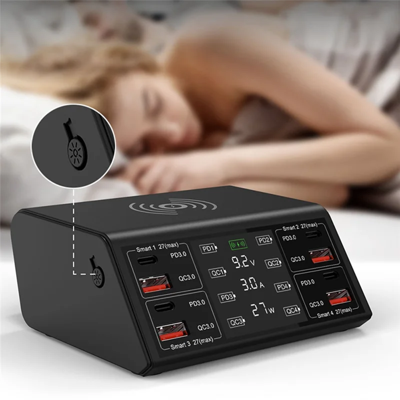 ZIZI Multi-Port Cell Phone Charger Power Compatible Led Intelligent Digital Display Screen 4-Way Charger 100W Black ,With US Plu
ZIZI Multi-Port Cell Phone Charger Power Compatible Led Intelligent Digital Display Screen 4-Way Charger 100W Black ,With US Plu