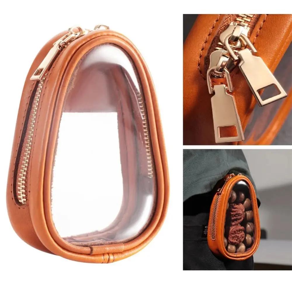 Leather Material Portable Jewelry Bag Retro Style Stylish Storage Jewelry Organizer Bag Organizer Function Transparent Design