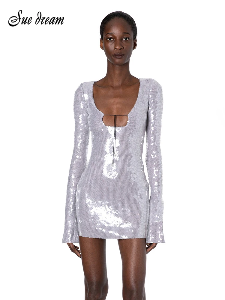 Sexy Shiny Metallic Sequin Slim Fit Dress Women Long Sleeve Bodycon Mini Dresses 2023 Summer Female Glitter Party Robe
Sexy Shiny Metallic Sequin Slim Fit Dress Women Long Sleeve Bodycon Mini Dresses 2023 Summer Female Glitter Party Robe