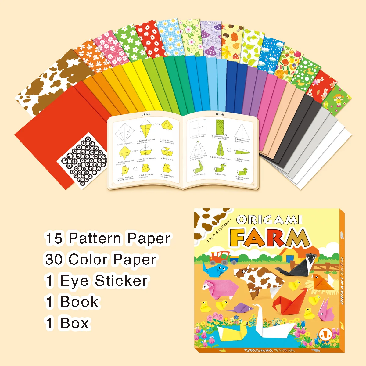 【48 Pieces 】 Children's Farm Animal Origami Set, Handmade Origami Instruction Manual, 5-12 Years Old Educational Book
【48 Pieces 】 Children's Farm Animal Origami Set, Handmade Origami Instruction Manual, 5-12 Years Old Educational Book