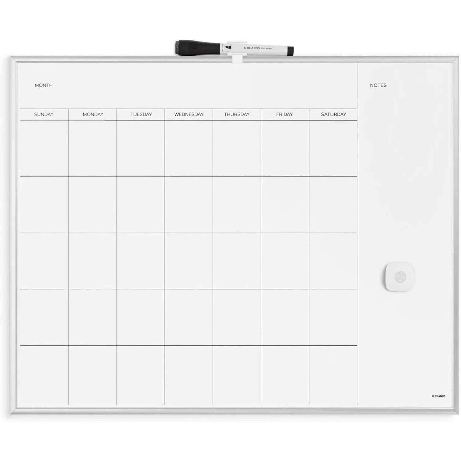Magnetic Dry Erase Calendar White Board 16x20 Inch with Silver Aluminum Frame for Office Home Classroom Planning
Magnetic Dry Erase Calendar White Board 16x20 Inch with Silver Aluminum Frame for Office Home Classroom Planning