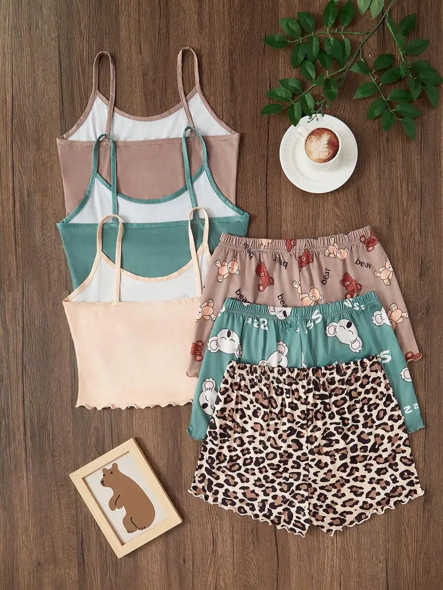 3pcs Women Cartoon Print Cami Top And Shorts Sleepwear Set Summer
3pcs Women Cartoon Print Cami Top And Shorts Sleepwear Set Summer
