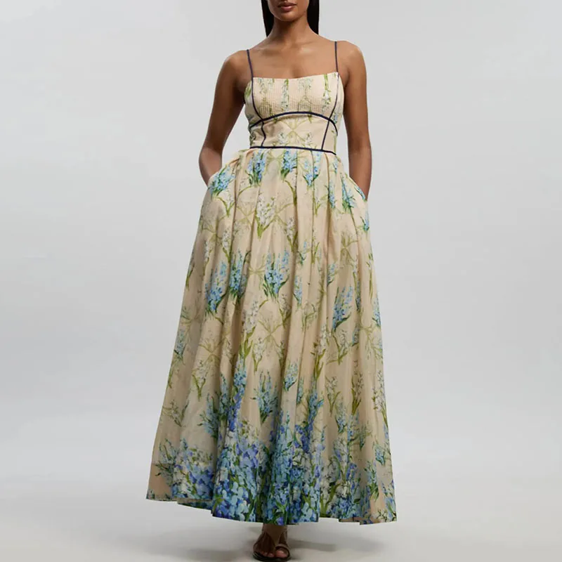 Women Fashion High Waist Bohemian Dress Sexy Sleeveless Suspender Maxi Dresses Vintage Printed Off Shoulder Pleated Party Dress
Women Fashion High Waist Bohemian Dress Sexy Sleeveless Suspender Maxi Dresses Vintage Printed Off Shoulder Pleated Party Dress