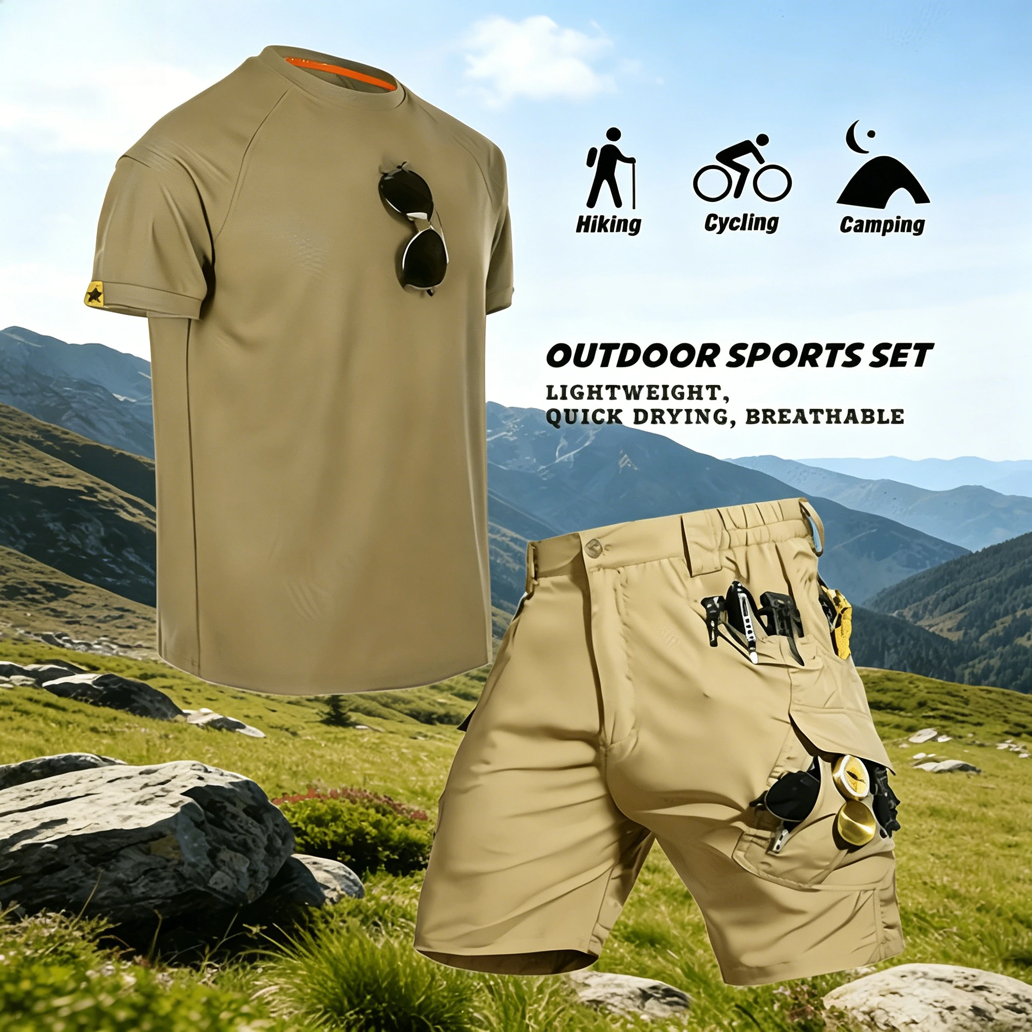 Summer Outdoor Casual Quick Drying Round Neck T-shirt Set, Men's Casual Sports Breathable Quick Drying Training Suit
Summer Outdoor Casual Quick Drying Round Neck T-shirt Set, Men's Casual Sports Breathable Quick Drying Training Suit