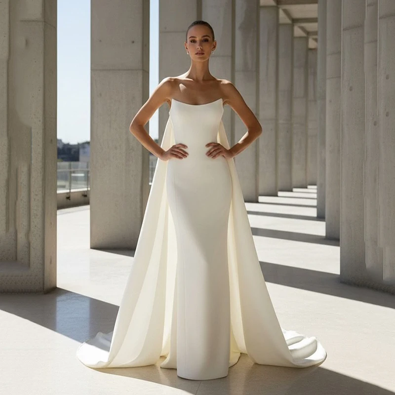 Eightree Saudi Arabia Long Mermaid Wedding Dresses Strapless Sleeveless Satin Bridal Dress Formal Wedding Prom Gowns Customized
Eightree Saudi Arabia Long Mermaid Wedding Dresses Strapless Sleeveless Satin Bridal Dress Formal Wedding Prom Gowns Customized