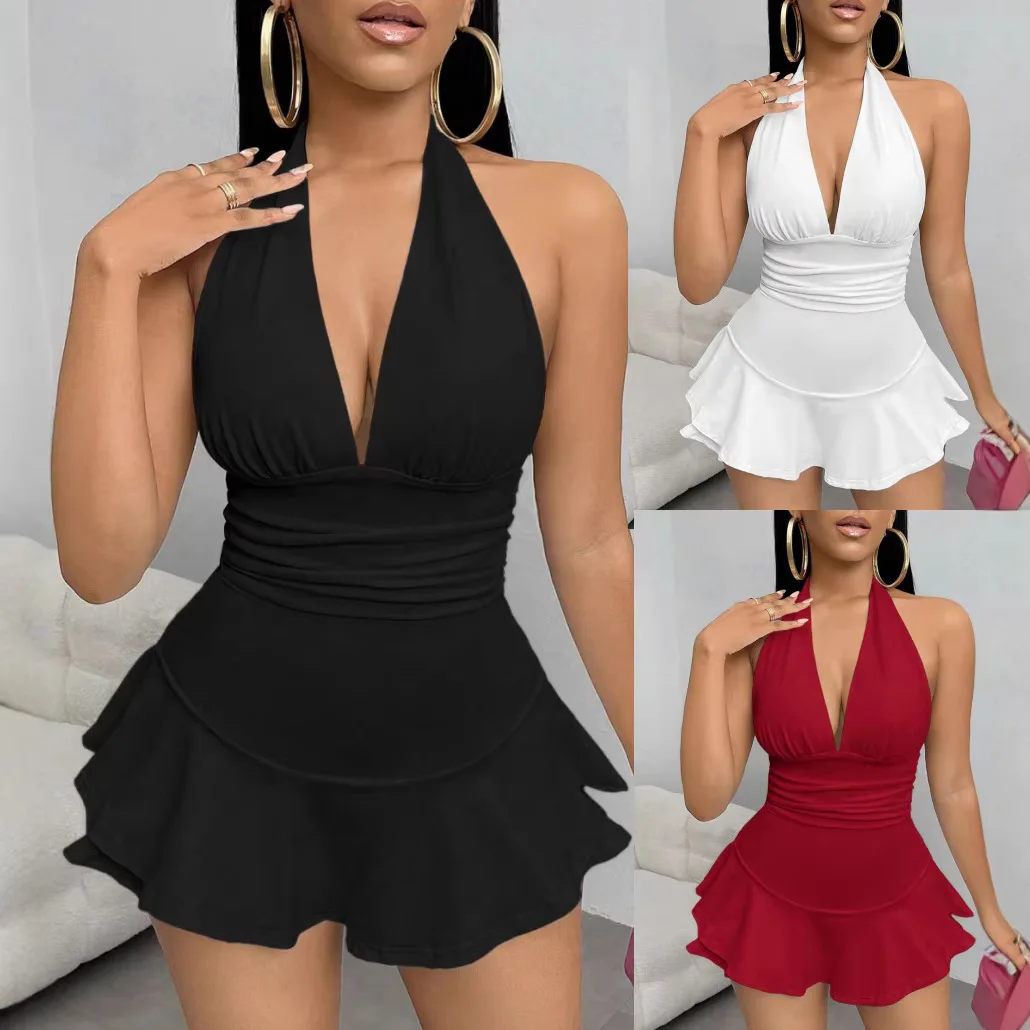 Summer Vacation Women's Fashionable Solid Color Backless Shoulder Neck Jumpsuit For Women Monos Cortos Monos Short Para Mujer
Summer Vacation Women's Fashionable Solid Color Backless Shoulder Neck Jumpsuit For Women Monos Cortos Monos Short Para Mujer