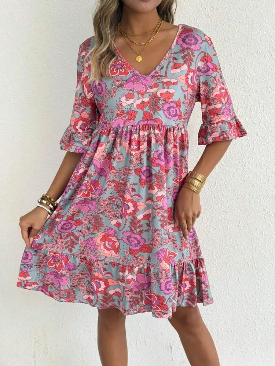 V-Neck Floral Print Bohemian Midi Dress For Women Summer Casual
V-Neck Floral Print Bohemian Midi Dress For Women Summer Casual