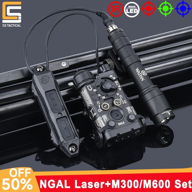 WADSN NGAL Metal Laser Red Green Blue Aiming M300A M600C Hunting White Light Flashlight With Dual Function Pressure Switch Set
WADSN NGAL Metal Laser Red Green Blue Aiming M300A M600C Hunting White Light Flashlight With Dual Function Pressure Switch Set