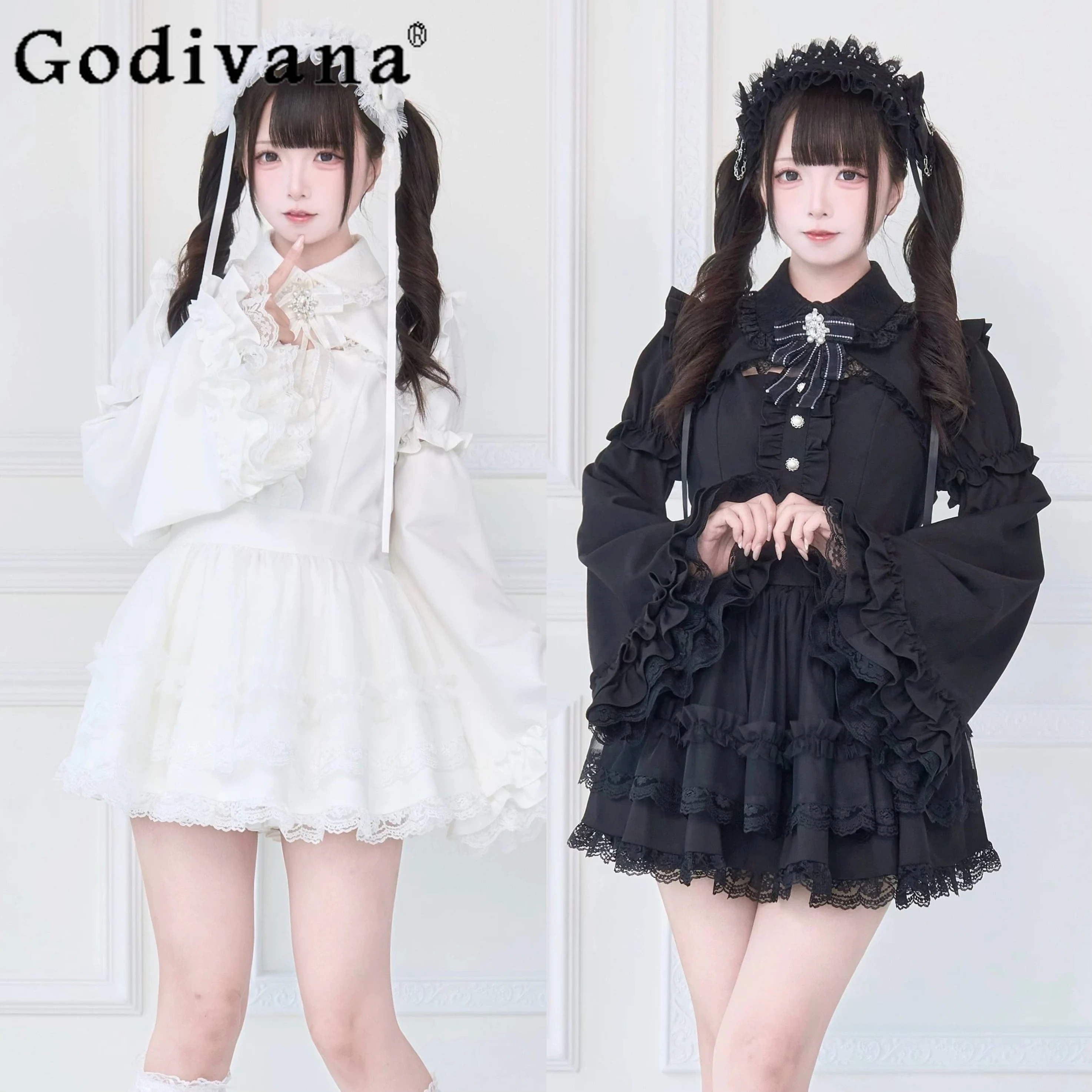 Subculture Gothic Black White Dress+Shorts Set Detachable Ji Sleeves Autumn Japanese Girls Woman's Mine Sweet Lolita Outfit
Subculture Gothic Black White Dress+Shorts Set Detachable Ji Sleeves Autumn Japanese Girls Woman's Mine Sweet Lolita Outfit