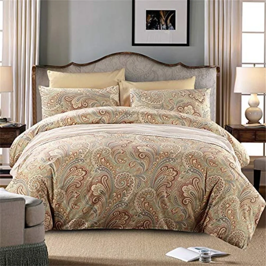 Paisley Bedding Twin Size Duvet Cover Set Luxury and Elegant Home Collection 800-Thread-Count 3-Piece Boho Print Dorm Bedding 1
Paisley Bedding Twin Size Duvet Cover Set Luxury and Elegant Home Collection 800-Thread-Count 3-Piece Boho Print Dorm Bedding 1