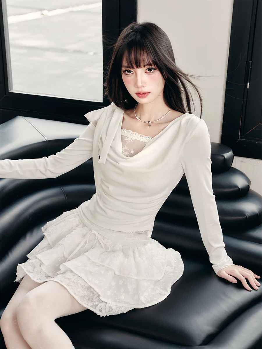 Fragile Heart Lace Tie Waist Spring Summer Outfit Standard Fit Knitted Long Sleeve T-Shirt Floral Pattern City Walk Daily Date
Fragile Heart Lace Tie Waist Spring Summer Outfit Standard Fit Knitted Long Sleeve T-Shirt Floral Pattern City Walk Daily Date