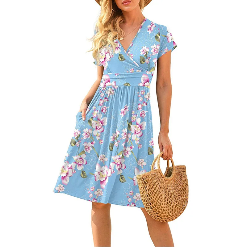 New Summer Printed Short Sleeve Pocket Dress Women Elegant Loose Medium-Length Irregular Spliced Evening Dresses Female Clothing
New Summer Printed Short Sleeve Pocket Dress Women Elegant Loose Medium-Length Irregular Spliced Evening Dresses Female Clothing