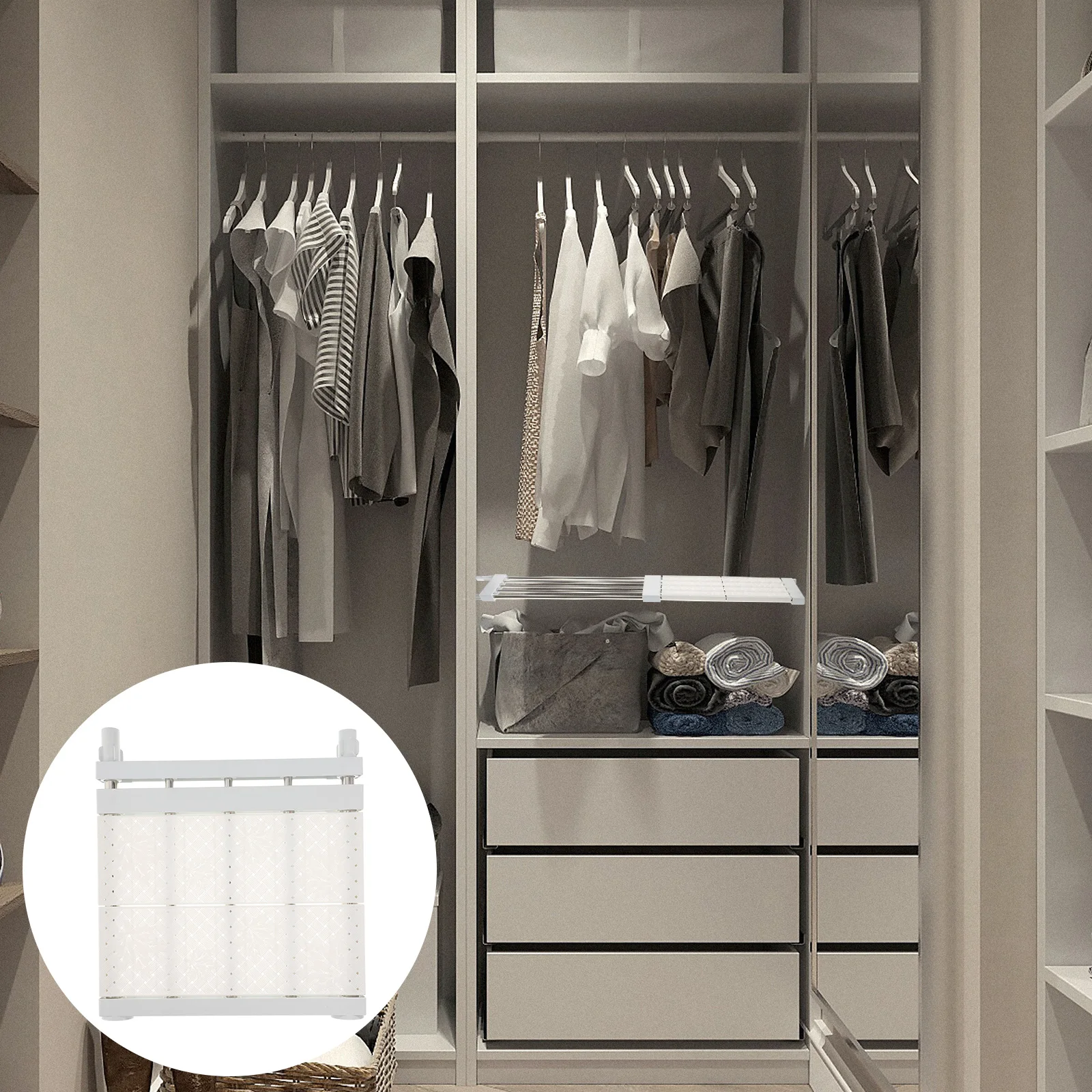 1pc Adjustable Tension Rod Shelf Closet Storage Rack Heavy Duty Metal Wardrobe Rack Partition Layer Retractable Stand
1pc Adjustable Tension Rod Shelf Closet Storage Rack Heavy Duty Metal Wardrobe Rack Partition Layer Retractable Stand