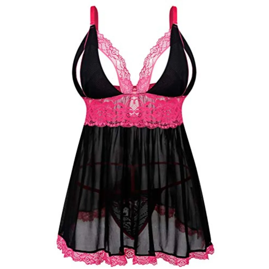 Donnalla Plus Size Babydoll Lingerie Set for Women Sexy Mesh Lace Nightwear Adjustable Straps V Neck Chemise with Panty
Donnalla Plus Size Babydoll Lingerie Set for Women Sexy Mesh Lace Nightwear Adjustable Straps V Neck Chemise with Panty