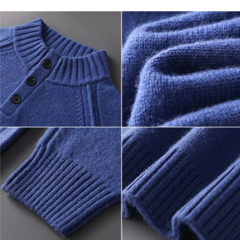 100% Merino Wool Sweater Men's Mock Neck Pullover Thick Cashmere Autumn Winter Raglan Sleeve Knitwear Buttons Smart Casual Tops
100% Merino Wool Sweater Men's Mock Neck Pullover Thick Cashmere Autumn Winter Raglan Sleeve Knitwear Buttons Smart Casual Tops