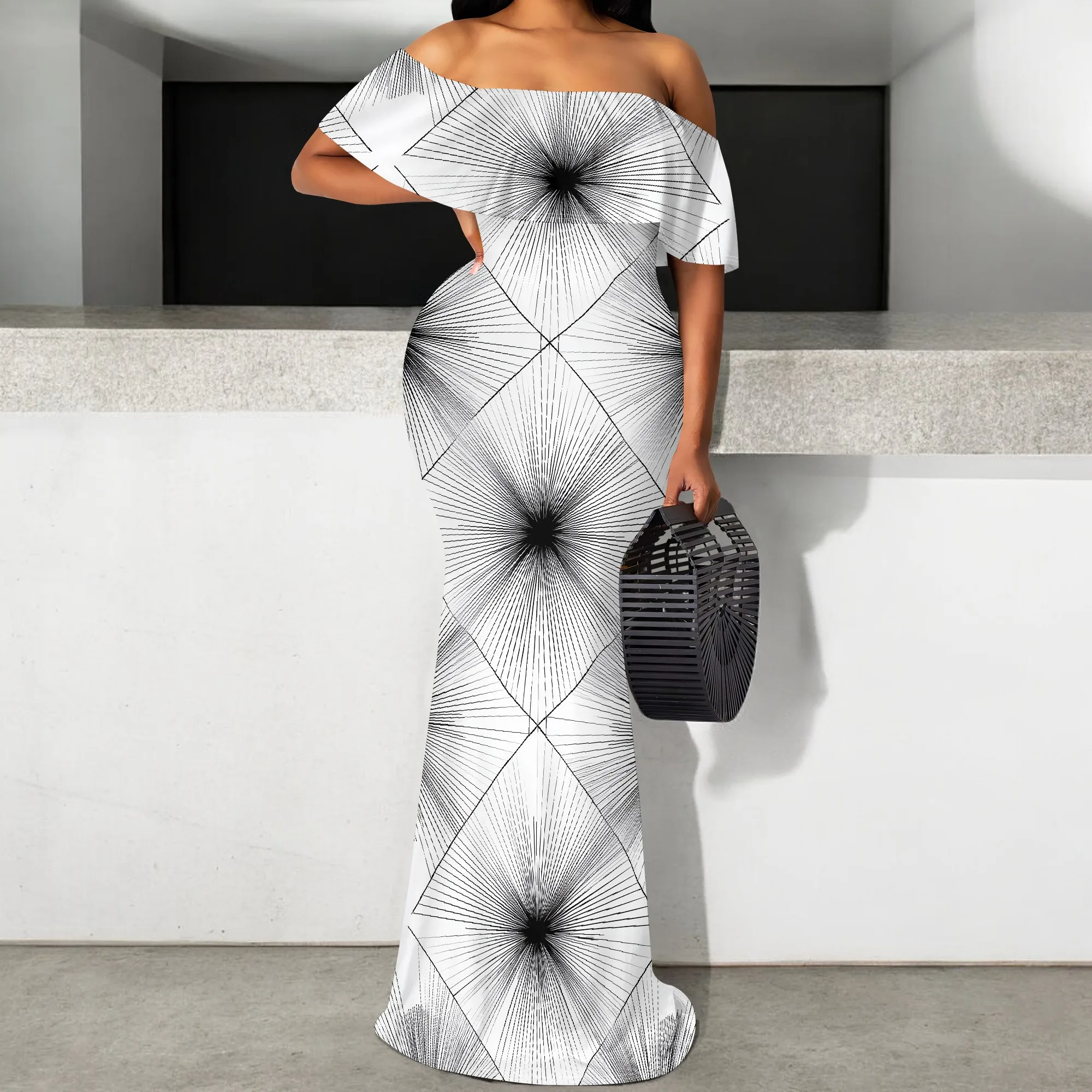 Women's Elegant Geometric Print Maxi Dress - Off Shoulder Bodycon Mermaid Gown for Evening Party & New Year's Eve S-3XL
Women's Elegant Geometric Print Maxi Dress - Off Shoulder Bodycon Mermaid Gown for Evening Party & New Year's Eve S-3XL