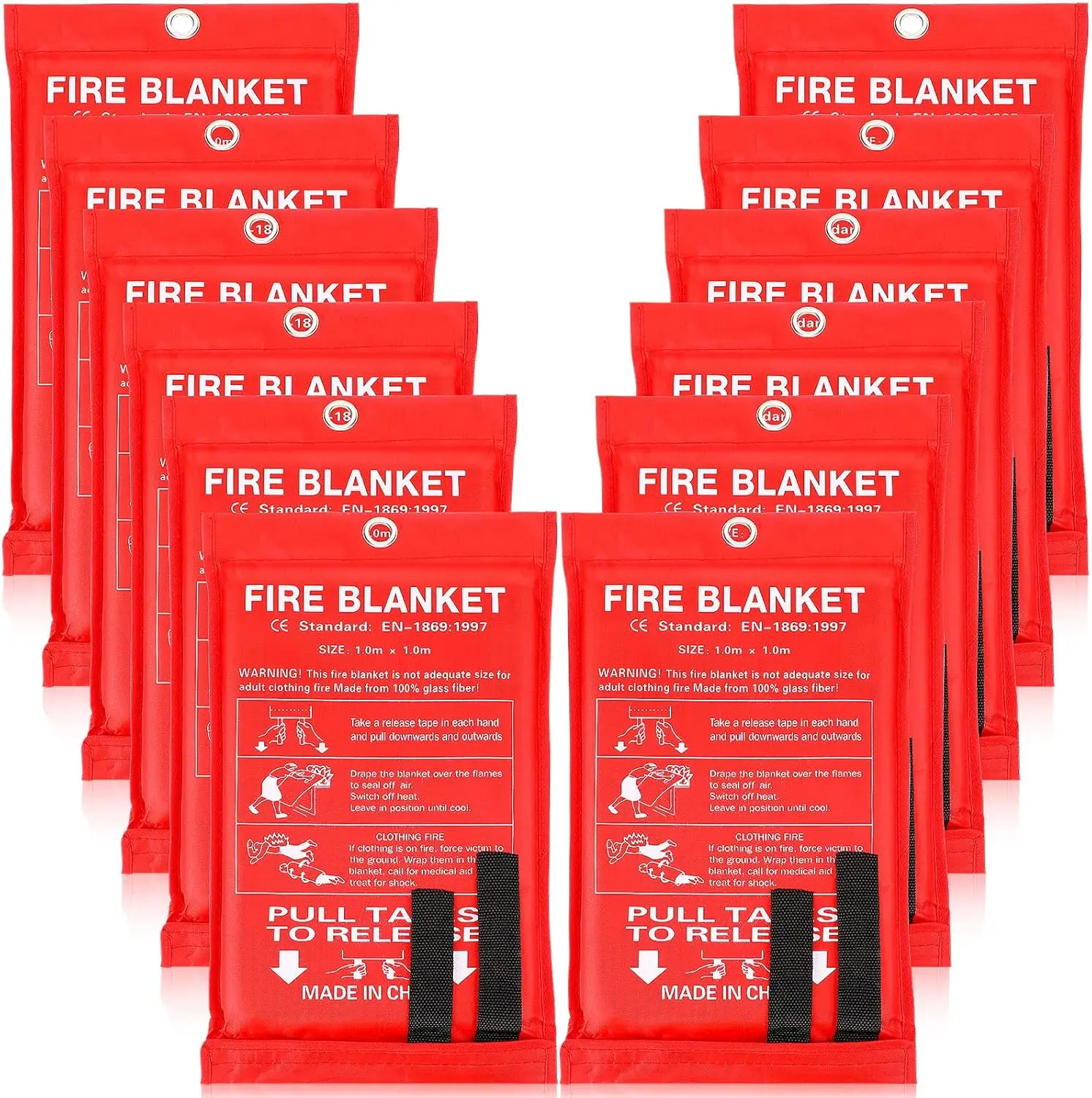 12 Pack Fire Blankets 39x39 Inch Emergency Safety for Home Kitchen Car Office Warehouse Red
12 Pack Fire Blankets 39x39 Inch Emergency Safety for Home Kitchen Car Office Warehouse Red