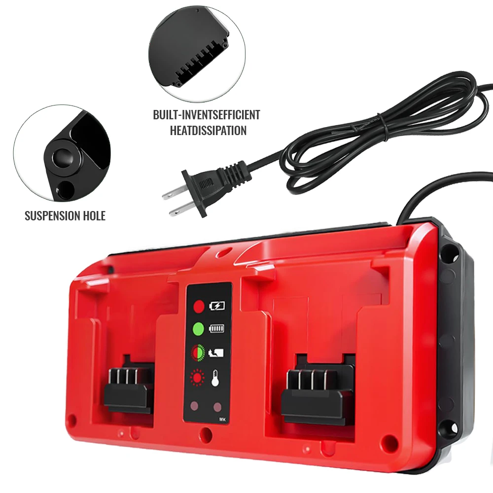 Lithium Battery Charger for Milwaukee 18V Lithium-Ion Battery 90W Fast Dual Charger 2-Port Simultaneous Charging
Lithium Battery Charger for Milwaukee 18V Lithium-Ion Battery 90W Fast Dual Charger 2-Port Simultaneous Charging