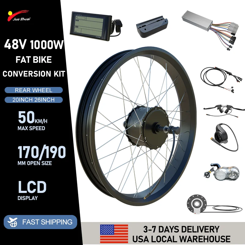 Fat Bike Conversion Kit 48V 1000W Snow Bike Wheel 20/26*4.0 Wheel Electric Bicycle Rear 170/190mm Electric Bike Conversion Kit
Fat Bike Conversion Kit 48V 1000W Snow Bike Wheel 20/26*4.0 Wheel Electric Bicycle Rear 170/190mm Electric Bike Conversion Kit