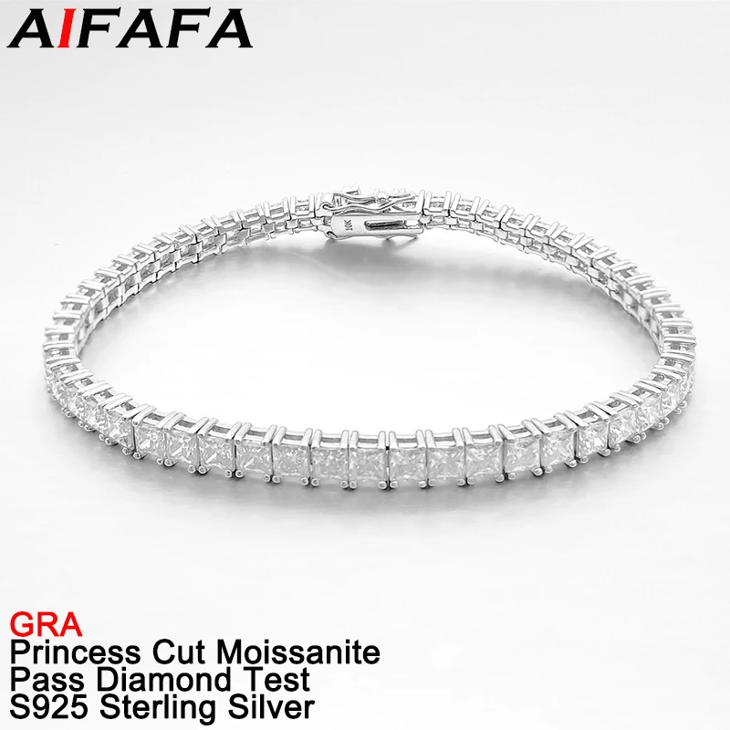 AIFAFA 2.5/3mm Princess Cut Moissanite Tennis Chain Bracelet for Men Women Lab Grown Diamod S925 Silver Hand Chain Fine Jewelry
AIFAFA 2.5/3mm Princess Cut Moissanite Tennis Chain Bracelet for Men Women Lab Grown Diamod S925 Silver Hand Chain Fine Jewelry