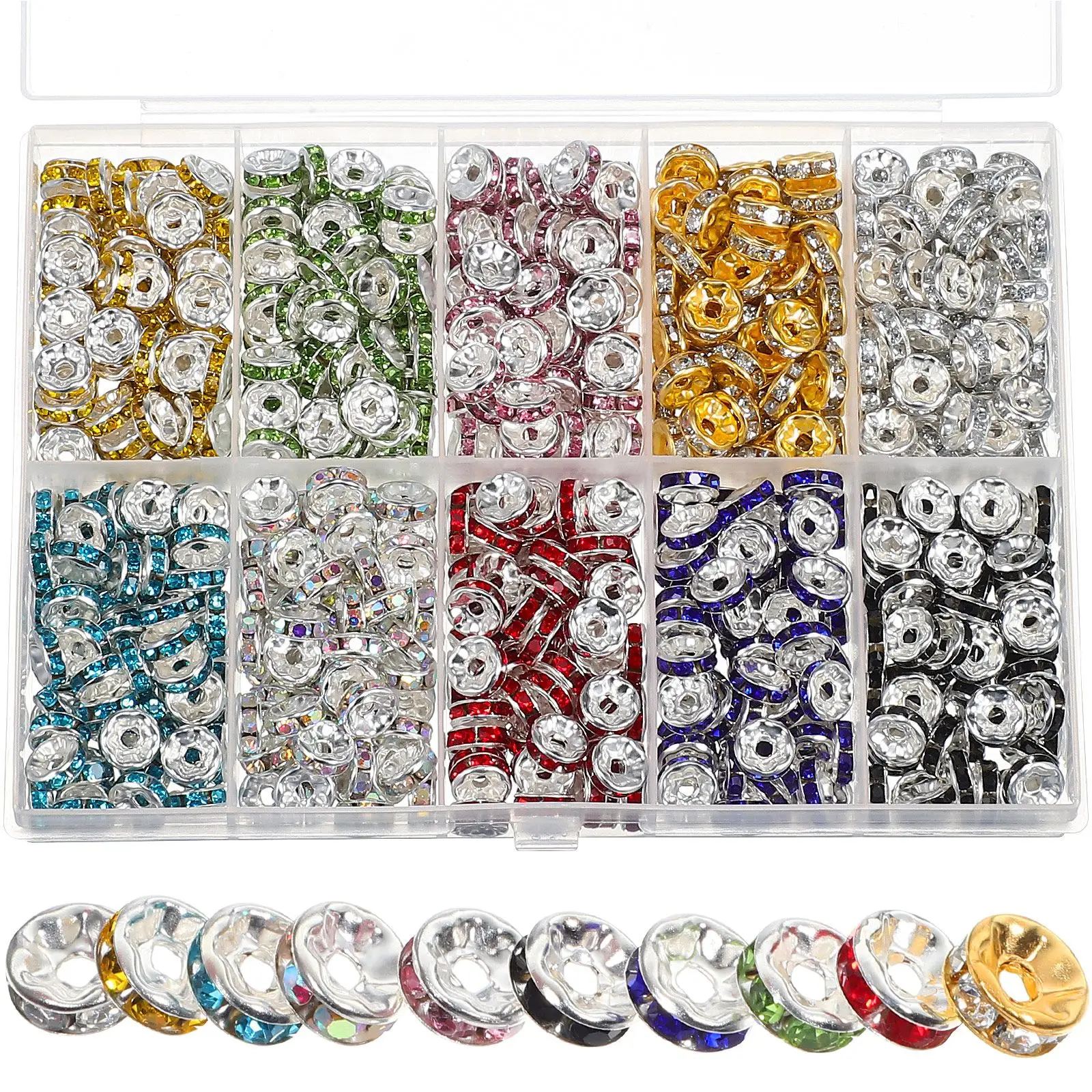700 Pcs/Pack Colorful Diamond Rhinestone Spacer Beads Set 700pcs Production Decoration Rondelle Loose Plastic
700 Pcs/Pack Colorful Diamond Rhinestone Spacer Beads Set 700pcs Production Decoration Rondelle Loose Plastic